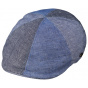Blue Curved Patchwork Linen & Cotton Cap - Traclet