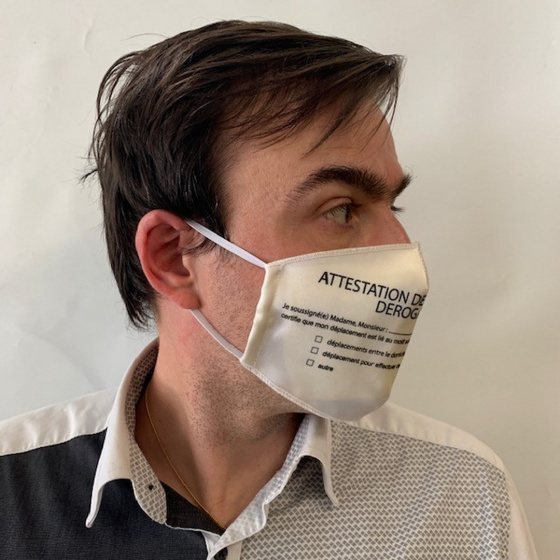 Masque "Attestation" Fantaisie Élastique Blanc- Traclet