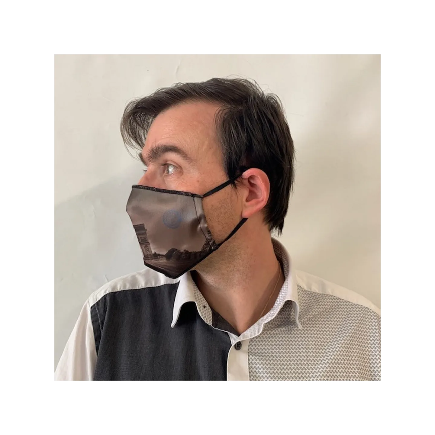Paris Arc de Triomphe Black Fancy Elastic Mask - Traclet Reference: 10382 | Traclet Hat Shop