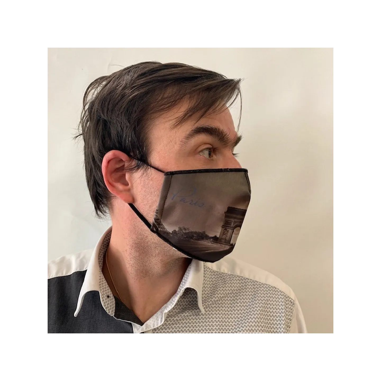 Paris Arc de Triomphe Black Fancy Elastic Mask - Traclet Reference: 10382 | Traclet Hat Shop