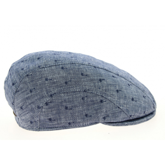 Dean Flat Cap Linen Palm Tree Blue - Göttmann Dean Flat Cap Linen Palm Tree Blue - Göttmann