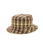 Burgundy & Yellow Checkered Cotton Bucket Hat Made in France - Crambes