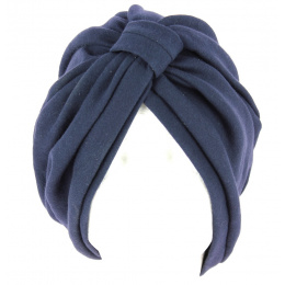 Sophie Navy Blue Cotton Chemotherapy Turban - Traclet