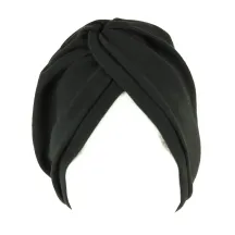 Black Cotton Chemotherapy Turban - Traclet Reference: 10487 | Traclet Hat Shop