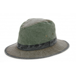 Logan Cotton Safari Hat in Olive & Brown - Traclet