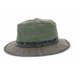 Logan Safari Hat Olive & Brown Cotton- Traclet