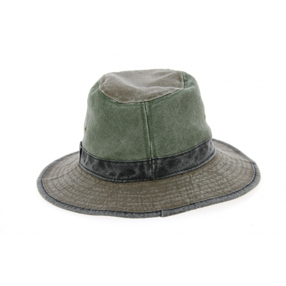 Cotton Safari Hat Logan Olive & Brown - Traclet Cotton Safari Hat Logan Olive & Brown - Traclet