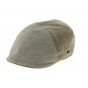 Rounded Patchwork Linen & Cotton Cap in Beige - Traclet