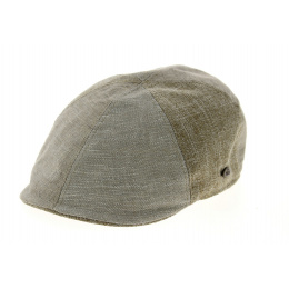 Rounded Patchwork Linen & Cotton Cap in Beige - Traclet