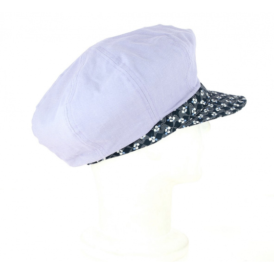 Sophie Newsboy Cap Lilac/Blue Cotton - Crambes