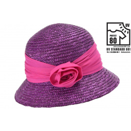 Cloche Hat Calvi Purple Straw - Seeberger