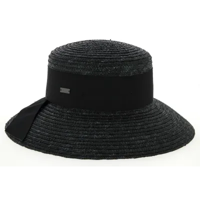 Chapeau Capeline Riviera Paille Naturelle Noir- Betmar Reference : 10548 | Chapellerie Traclet