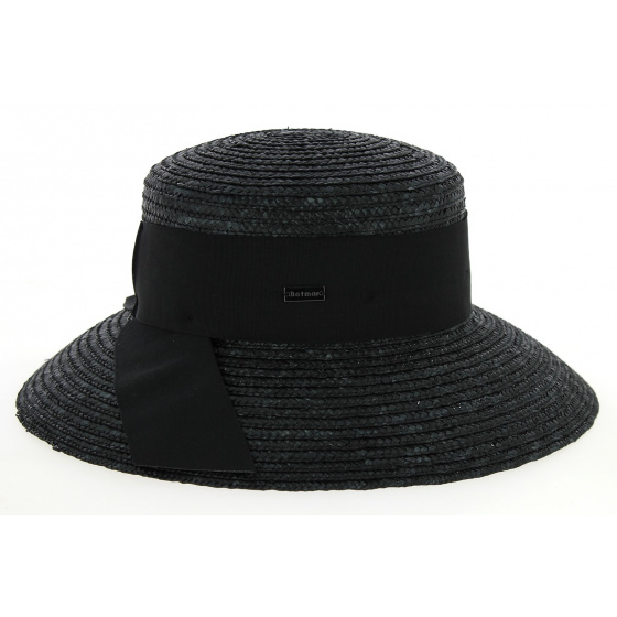 Chapeau Capeline Riviera Paille Naturelle Noir- Betmar Chapeau Capeline Riviera Paille Naturelle Noir- Betmar