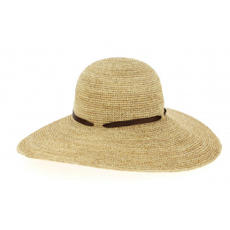 Monique Natural Raffia Straw Wide-Brimmed Hat - Traclet