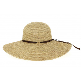 Monique Natural Raffia Straw Wide-Brimmed Hat - Traclet
