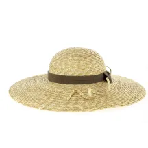 Natural Straw Wide Brim Hat Daisie with Brown Ribbon - Traclet Reference: 10557 | Traclet Hatmakers