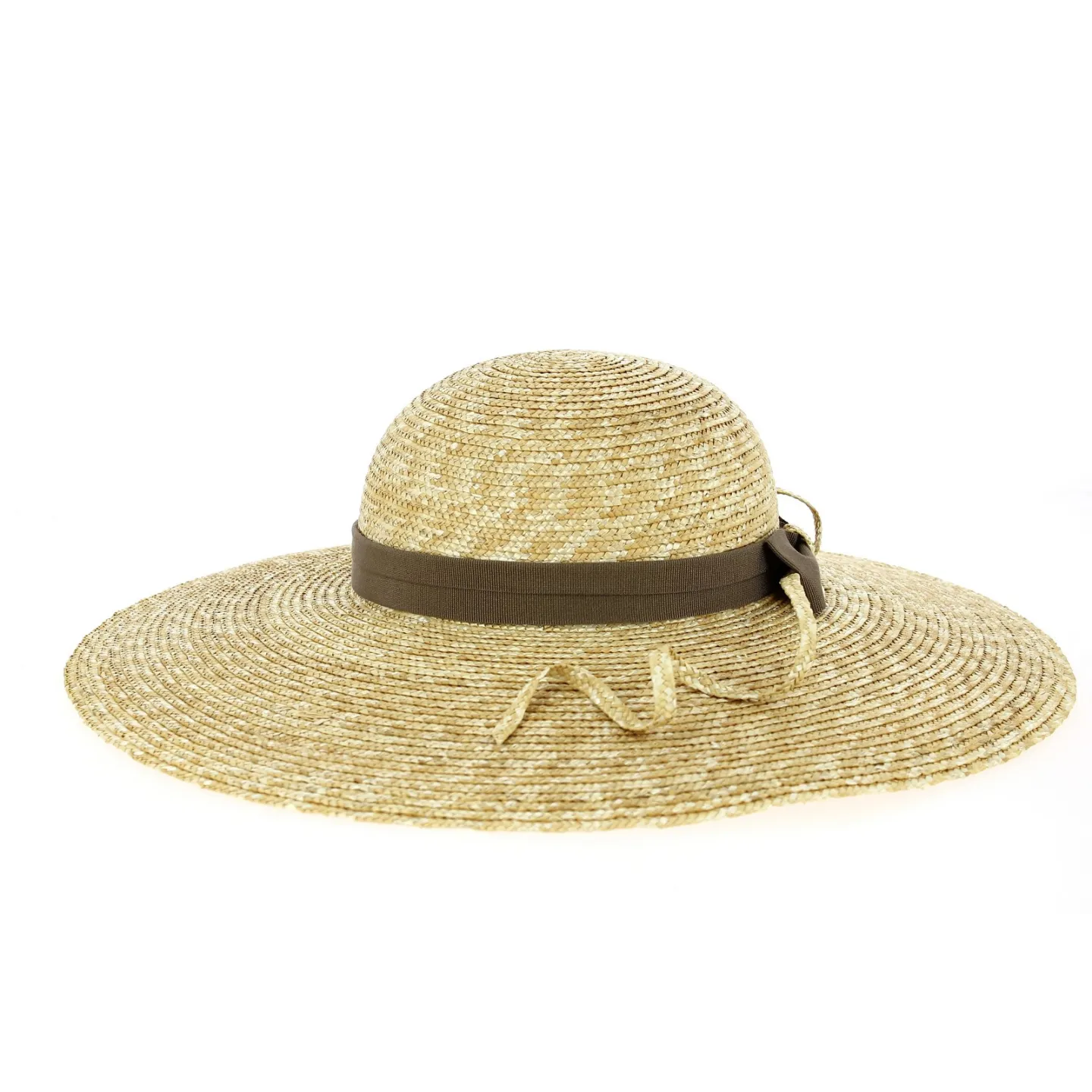 Natural Straw Wide Brim Hat Daisie with Brown Ribbon - Traclet Reference: 10557 | Traclet Hatmakers