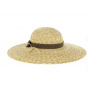 Natural Straw Wide Brim Hat Daisie with Brown Ribbon - Traclet