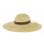 Natural Straw Wide Brim Hat Daisie with Brown Ribbon - Traclet