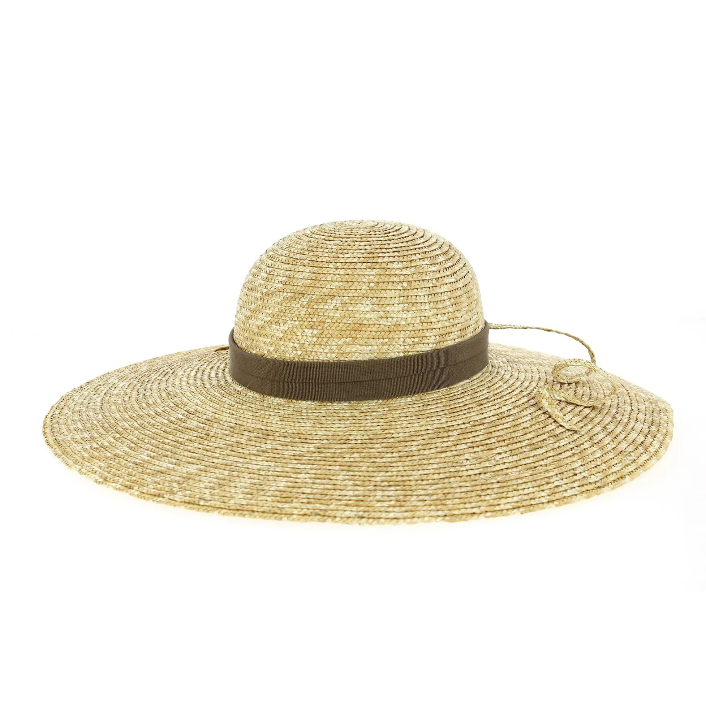 Natural Straw Wide Brim Hat Daisie with Brown Ribbon - Traclet Reference: 10557 | Traclet Hatmakers