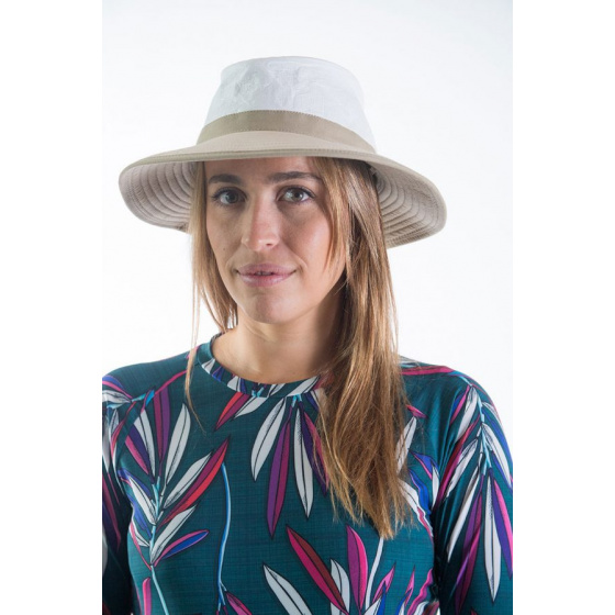 Chapeau Parisien Moyen Bord Blanc & Beige - Soway Chapeau Parisien Moyen Bord Blanc & Beige - Soway