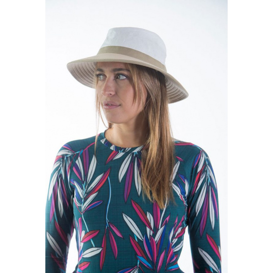 Chapeau Parisien Moyen Bord Blanc & Beige - Soway Chapeau Parisien Moyen Bord Blanc & Beige - Soway