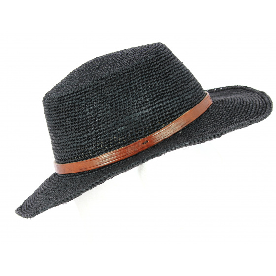 Chapeau Femme Renoa Paille Raphia Noir- Traclet Chapeau Femme Renoa Paille Raphia Noir- Traclet