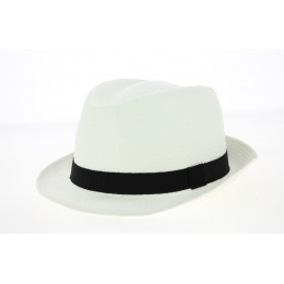 White Paper Straw Scapello Trilby Hat - Traclet