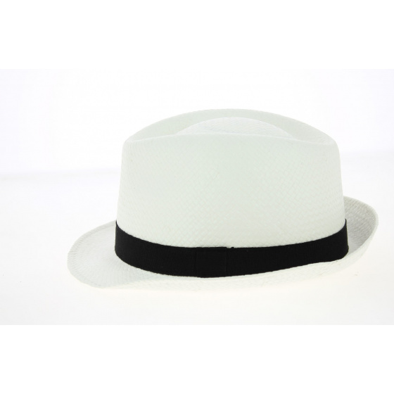White Paper Straw Scapello Trilby Hat - Traclet White Paper Straw Scapello Trilby Hat - Traclet