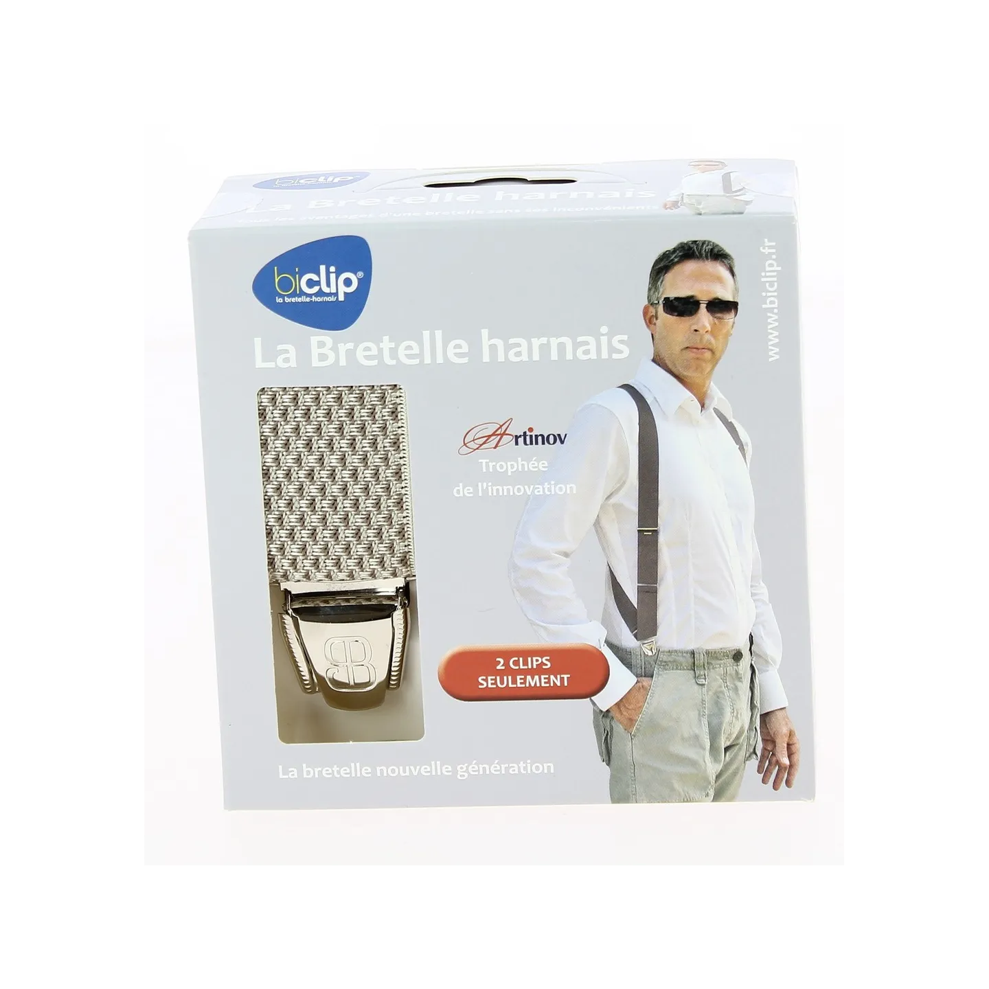 Bretelles Harnais Biclip® Fantaisie Losange Beige- Biclip Reference : 10585 | Chapellerie Traclet