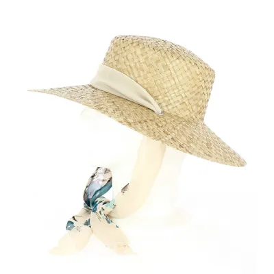 Capeline Milazzo Paille Naturelle Foulard- Traclet Reference : 10590 | Chapellerie Traclet