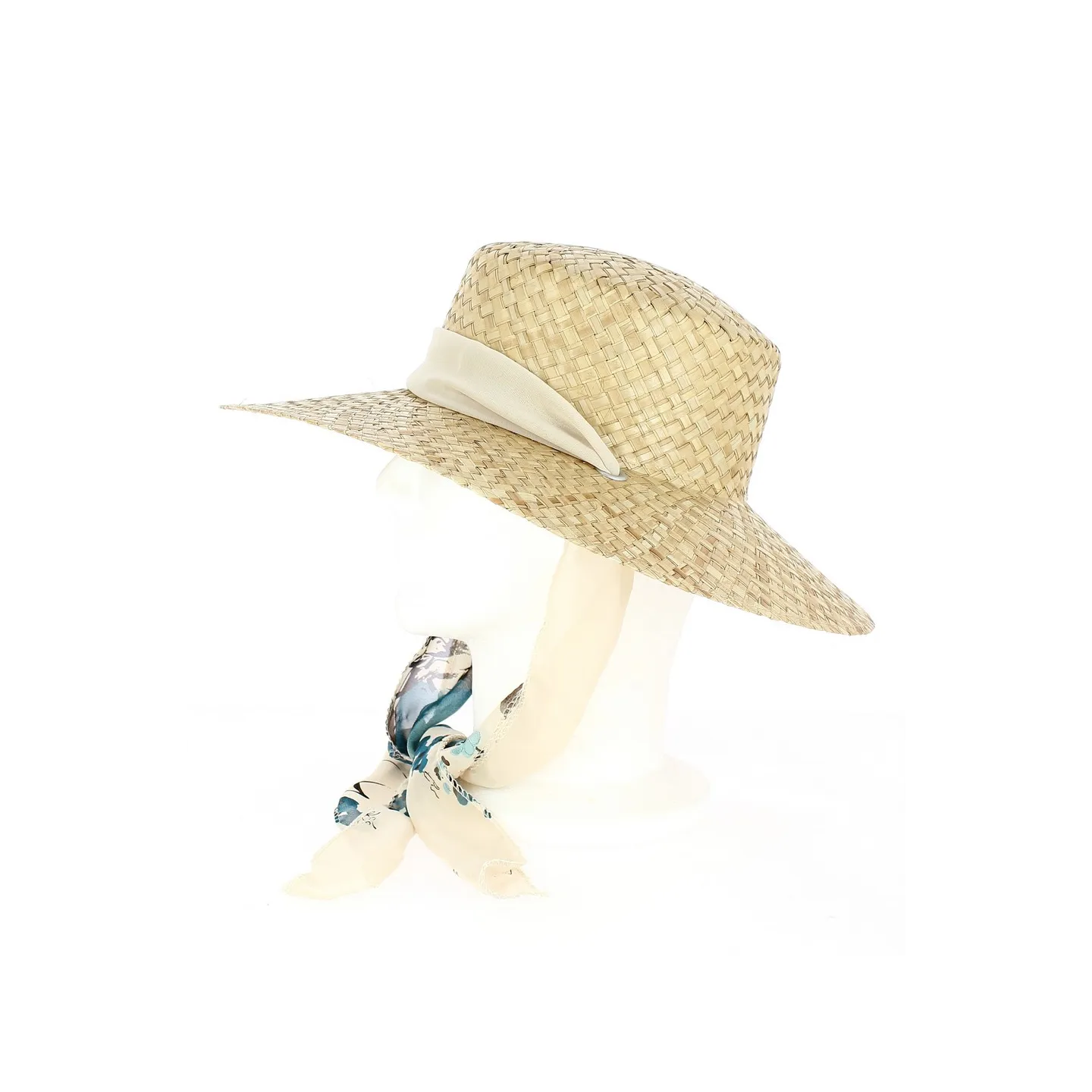 Capeline Milazzo Paille Naturelle Foulard- Traclet Reference : 10590 | Chapellerie Traclet