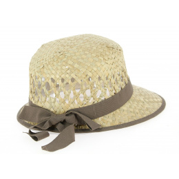 Gioconda Brown Ribbon Straw Cap- Traclet