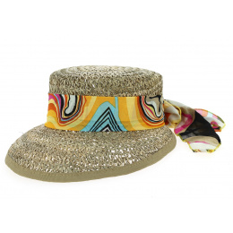 San Vito Women's Straw Cap with Scarf - Traclet
