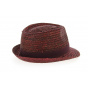 Trilby Pachuca Natural Straw Hat Bordeaux- Traclet