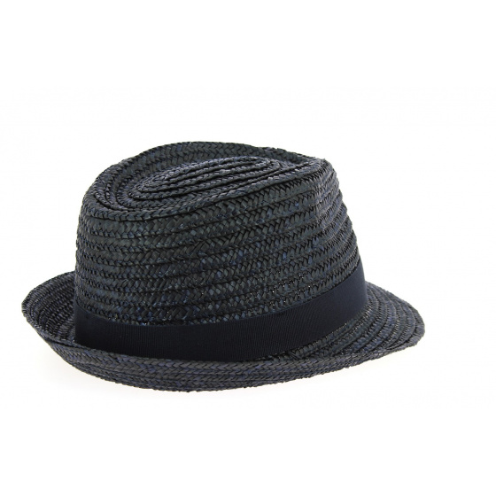 Chapeau Trilby Pachuca Paille Naturelle Bleu Marine- Traclet Chapeau Trilby Pachuca Paille Naturelle Bleu Marine- Traclet