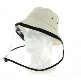 Beige Bucket Hat with Plastic Visor Protection - Traclet