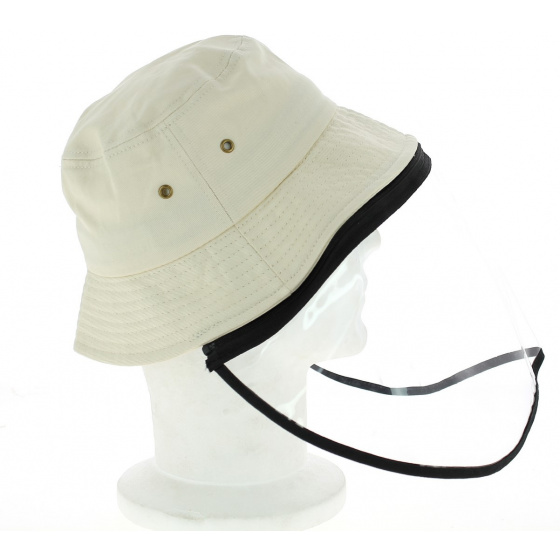 Beige Bucket Hat with Plastic Visor Protection - Traclet