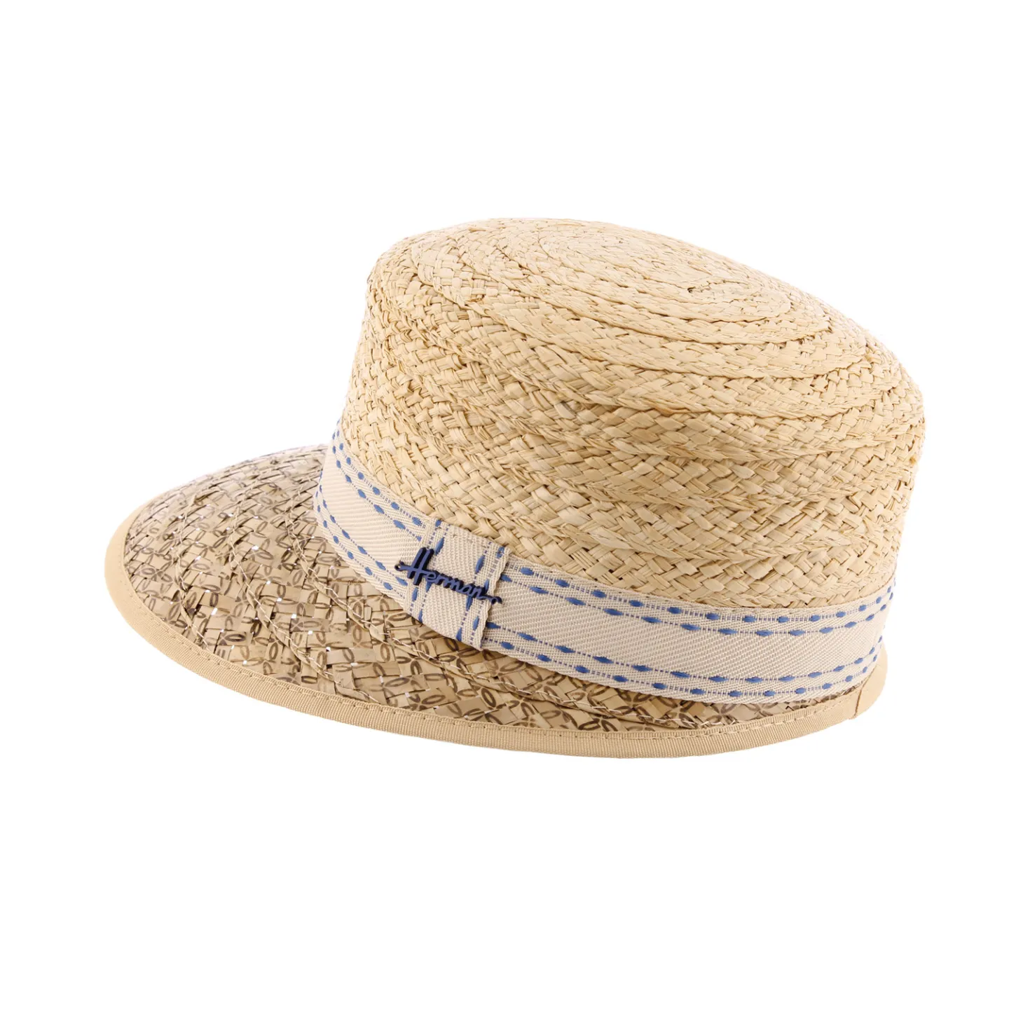 Casquette Paille WoodStock ruban fantaisie - Herman Reference : 6935 | Chapellerie Traclet