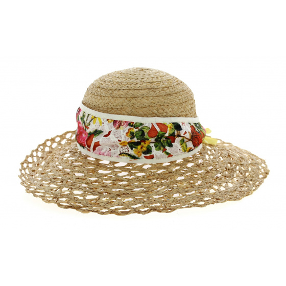 Esthete Pink & Orange wide-brimmed straw hat