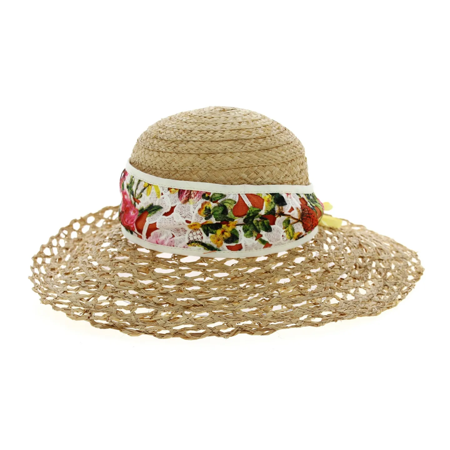 Chapeau paille capeline Esthete Rose & Orange Reference : 6614 | Chapellerie Traclet