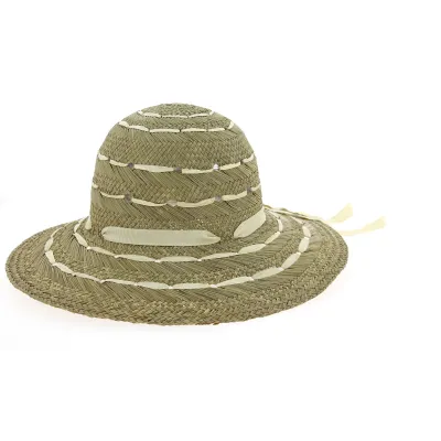 Monique Natural Fancy Straw Wide-Brimmed Hat - Traclet Reference: 9492 | Traclet Hatmakers