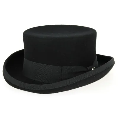 Black Wool Felt Semi Top Hat - Fléchet  Reference: 10633 | Traclet Hatmakers