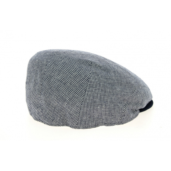 Amos Flat Cap Cotton & Linen Navy Blue - Traclet Amos Flat Cap Cotton & Linen Navy Blue - Traclet