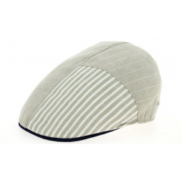 Ron Beige & Linen Denim Flat Cap - Traclet