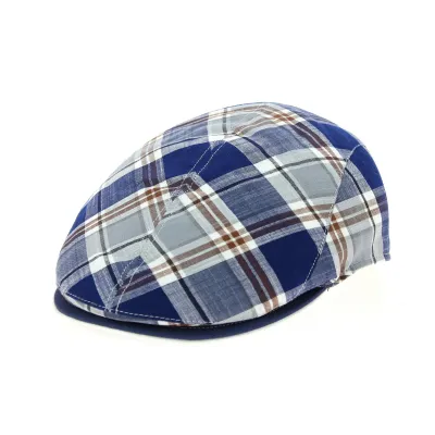 Blue Striped Cotton Teddy Flat Cap - Traclet Reference: 10639 | Traclet Hat Shop