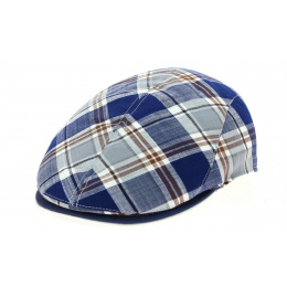 Blue Striped Cotton Teddy Flat Cap - Traclet
