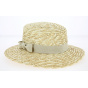 Women's Sidonie Boater Natural Straw Beige Ribbon - Traclet