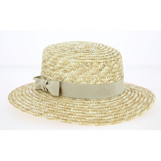 Sidonie Natural Straw Ribbon Beige Women's Boater - Traclet