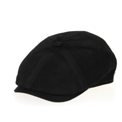 Casquette Plate Halflight Cuir Suédé Noir - Traclet Reference : 10672 | Chapellerie Traclet